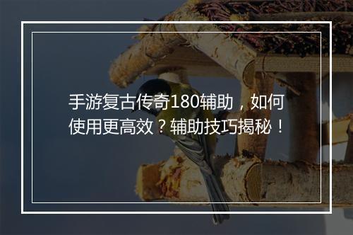 手游复古传奇180辅助，如何使用更高效？辅助技巧揭秘！