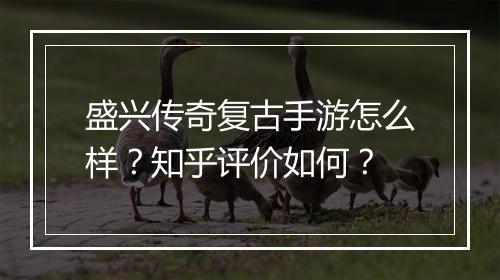 盛兴传奇复古手游怎么样？知乎评价如何？