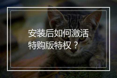 安装后如何激活特购版特权？