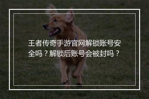 王者传奇手游官网解锁账号安全吗？解锁后账号会被封吗？