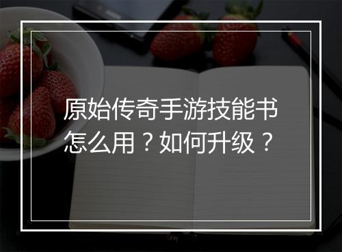 原始传奇手游技能书怎么用？如何升级？