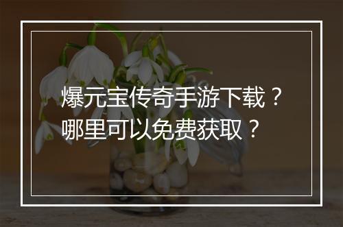 爆元宝传奇手游下载？哪里可以免费获取？