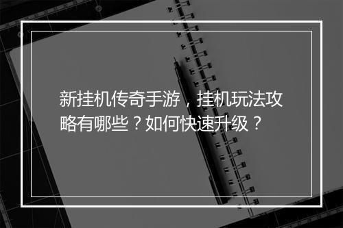 新挂机传奇手游，挂机玩法攻略有哪些？如何快速升级？