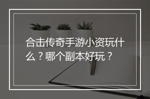 合击传奇手游小资玩什么？哪个副本好玩？