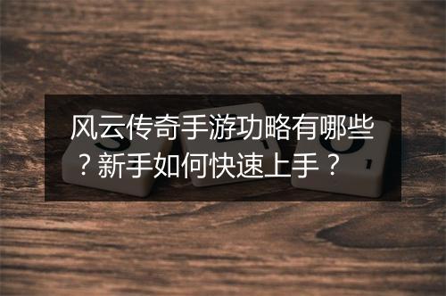 风云传奇手游功略有哪些？新手如何快速上手？