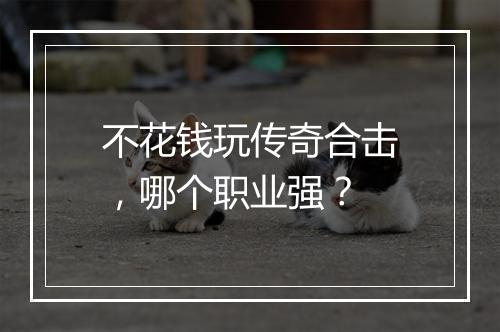 不花钱玩传奇合击，哪个职业强？