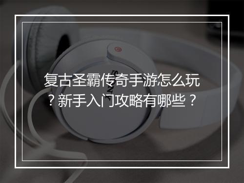 复古圣霸传奇手游怎么玩？新手入门攻略有哪些？