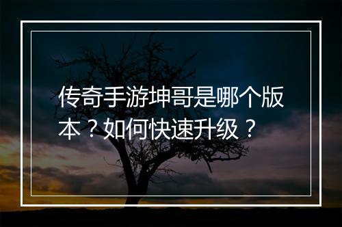 传奇手游坤哥是哪个版本？如何快速升级？
