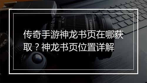 传奇手游神龙书页在哪获取？神龙书页位置详解