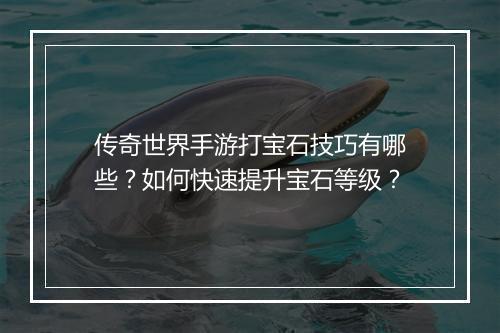 传奇世界手游打宝石技巧有哪些？如何快速提升宝石等级？