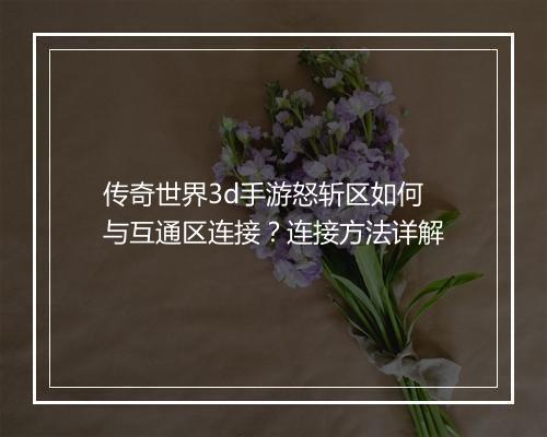 传奇世界3d手游怒斩区如何与互通区连接？连接方法详解
