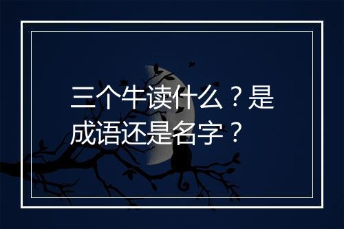 三个牛读什么？是成语还是名字？