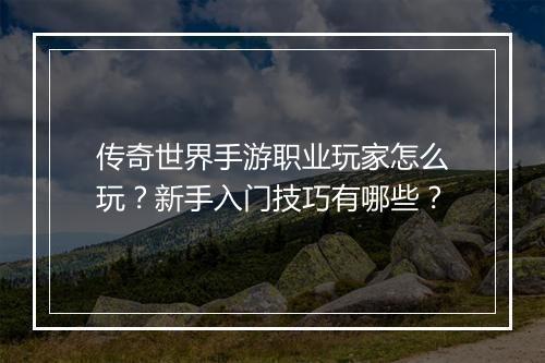 传奇世界手游职业玩家怎么玩？新手入门技巧有哪些？