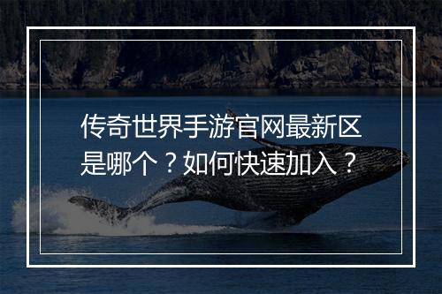 传奇世界手游官网最新区是哪个？如何快速加入？