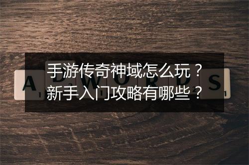 手游传奇神域怎么玩？新手入门攻略有哪些？
