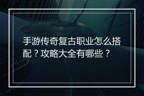 手游传奇复古职业怎么搭配？攻略大全有哪些？