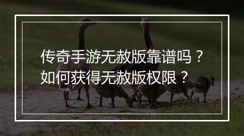 传奇手游无赦版靠谱吗？如何获得无赦版权限？