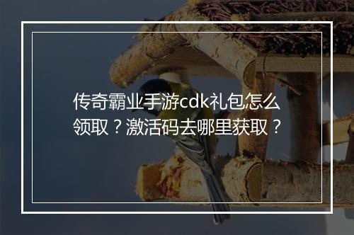 传奇霸业手游cdk礼包怎么领取？激活码去哪里获取？