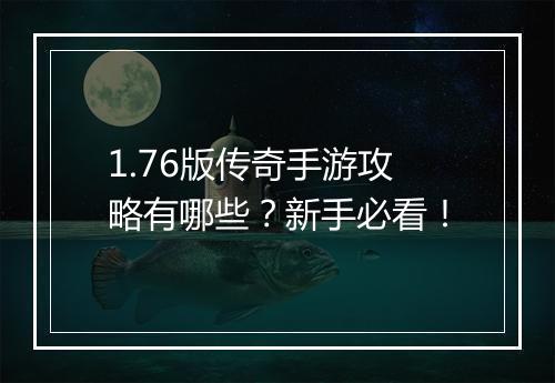 1.76版传奇手游攻略有哪些？新手必看！