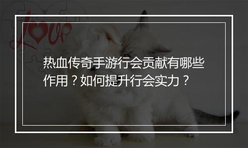 热血传奇手游行会贡献有哪些作用？如何提升行会实力？