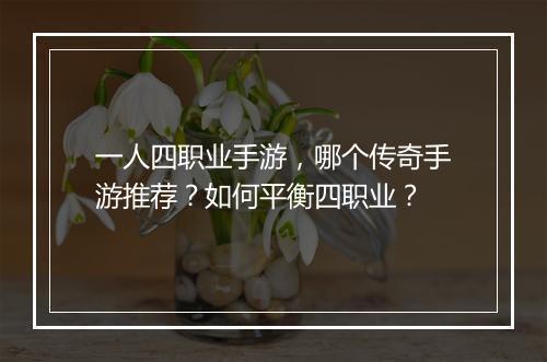 一人四职业手游，哪个传奇手游推荐？如何平衡四职业？