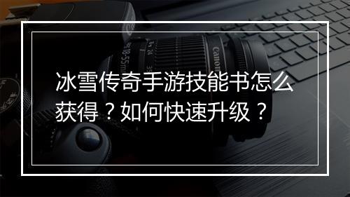 冰雪传奇手游技能书怎么获得？如何快速升级？