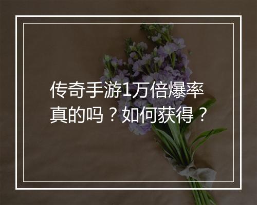传奇手游1万倍爆率真的吗？如何获得？