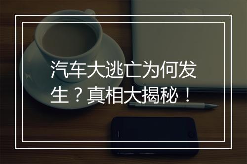 汽车大逃亡为何发生？真相大揭秘！