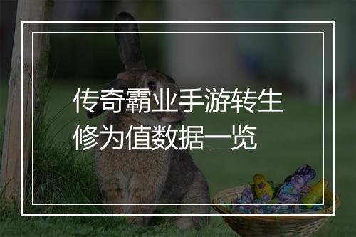 传奇霸业手游转生修为值数据一览