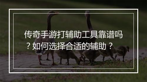 传奇手游打辅助工具靠谱吗？如何选择合适的辅助？
