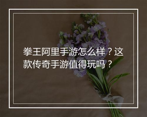 拳王阿里手游怎么样？这款传奇手游值得玩吗？