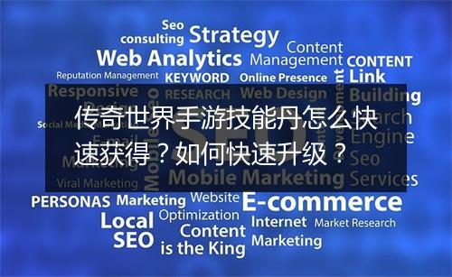 传奇世界手游技能丹怎么快速获得？如何快速升级？