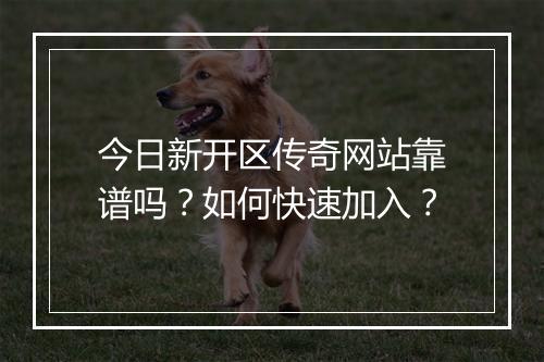 今日新开区传奇网站靠谱吗？如何快速加入？