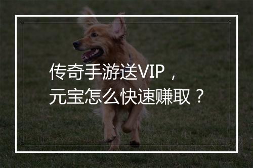 传奇手游送VIP，元宝怎么快速赚取？