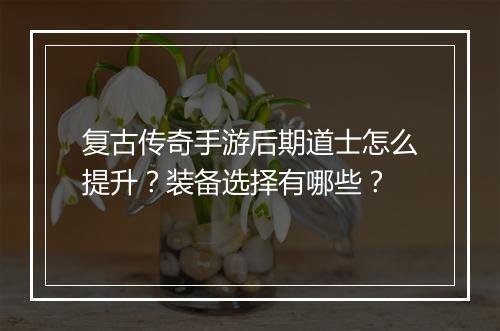 复古传奇手游后期道士怎么提升？装备选择有哪些？