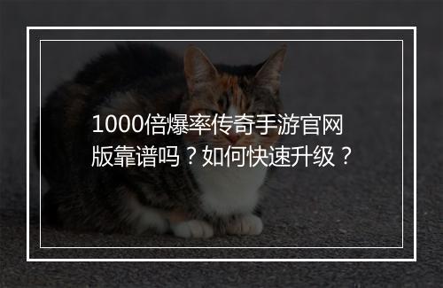 1000倍爆率传奇手游官网版靠谱吗？如何快速升级？
