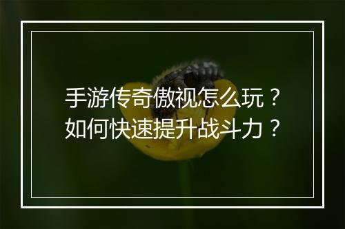 手游传奇傲视怎么玩？如何快速提升战斗力？