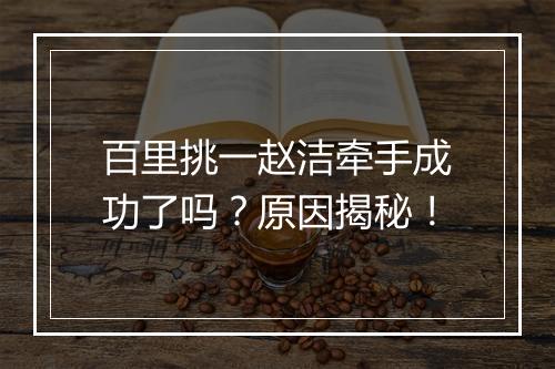 百里挑一赵洁牵手成功了吗？原因揭秘！