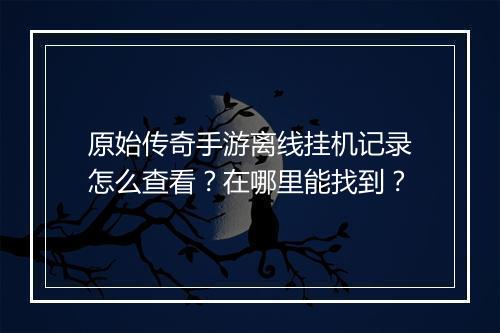 原始传奇手游离线挂机记录怎么查看？在哪里能找到？