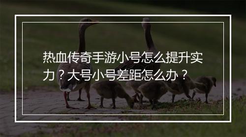 热血传奇手游小号怎么提升实力？大号小号差距怎么办？