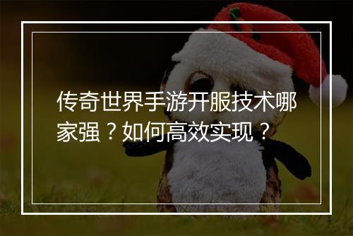 传奇世界手游开服技术哪家强？如何高效实现？