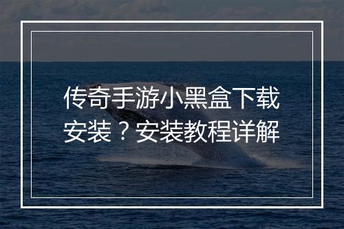 传奇手游小黑盒下载安装？安装教程详解