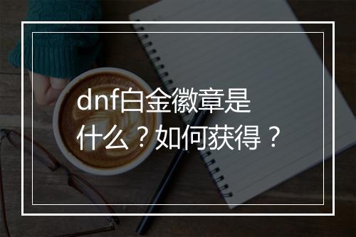 dnf白金徽章是什么？如何获得？