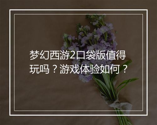 梦幻西游2口袋版值得玩吗？游戏体验如何？