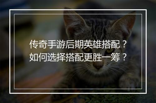 传奇手游后期英雄搭配？如何选择搭配更胜一筹？