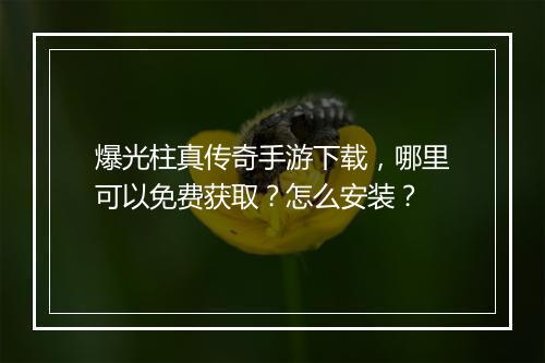 爆光柱真传奇手游下载，哪里可以免费获取？怎么安装？