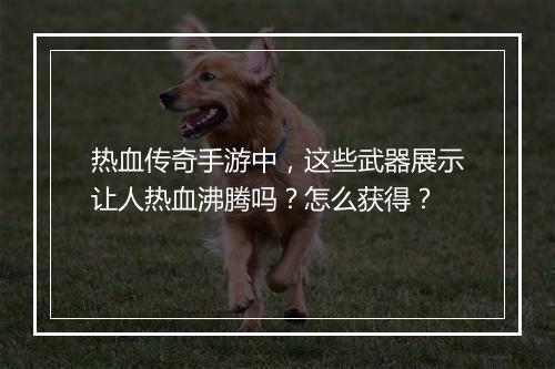 热血传奇手游中，这些武器展示让人热血沸腾吗？怎么获得？