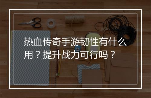 热血传奇手游韧性有什么用？提升战力可行吗？
