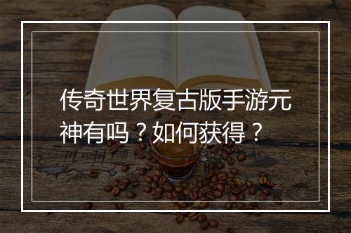 传奇世界复古版手游元神有吗？如何获得？
