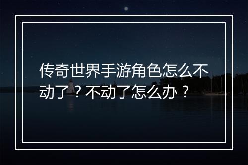 传奇世界手游角色怎么不动了？不动了怎么办？